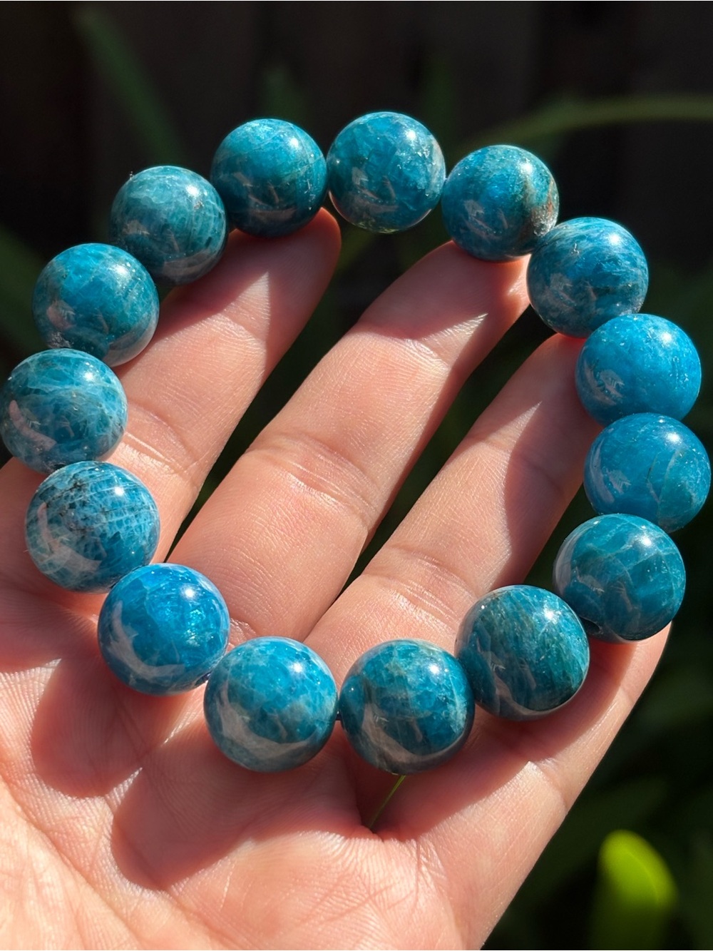 15mm Stretchable Blue Apatite Bracelet 2692